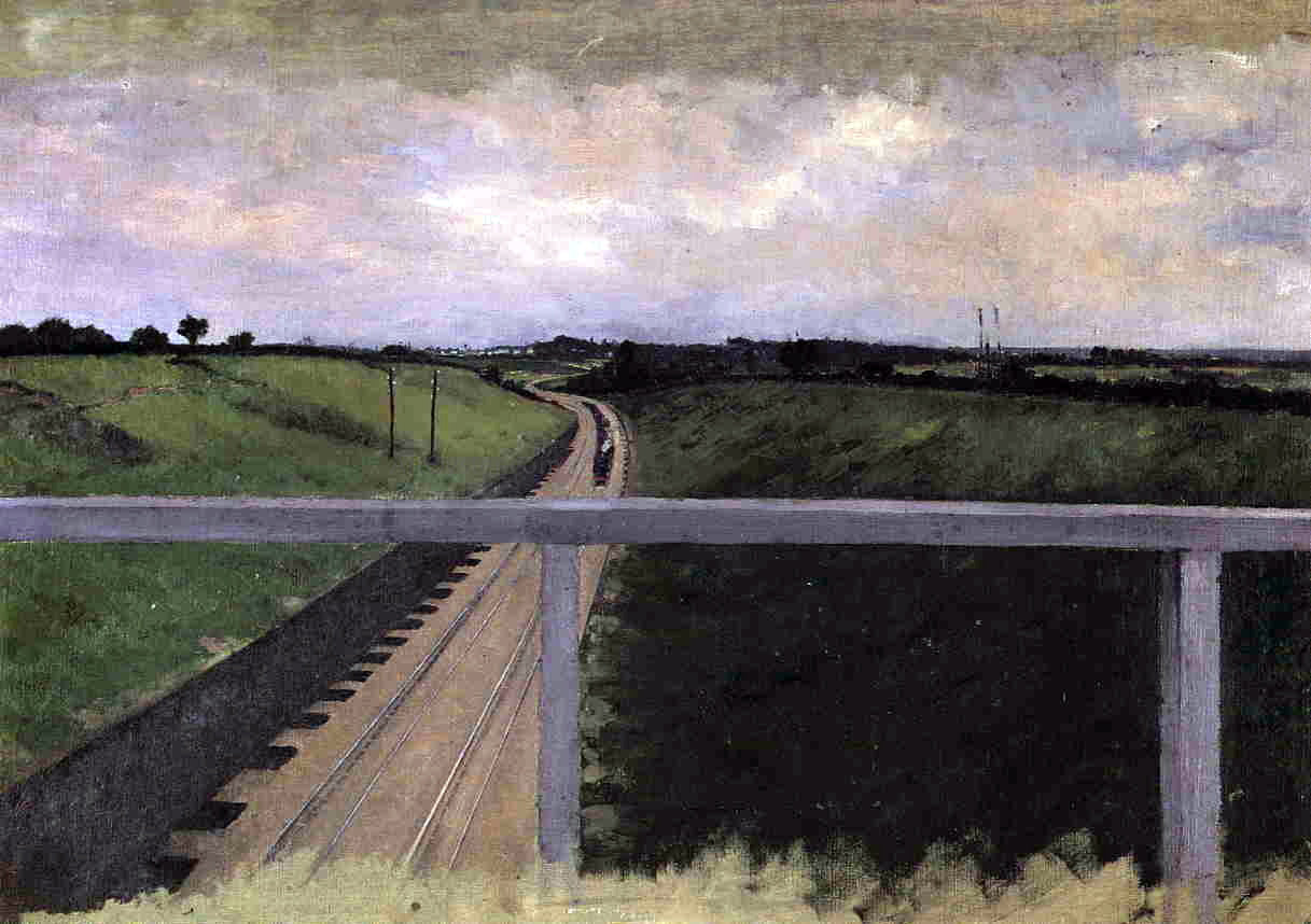 Gustave Caillebotte Landscape with Railway Tracks - Hand Painted Oil Painting