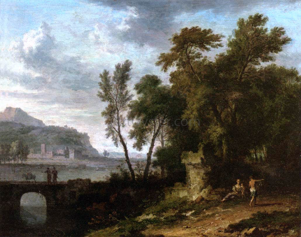 Jan Van Huysum Landscape with Ruin and Bridge - Hand Painted Oil Painting