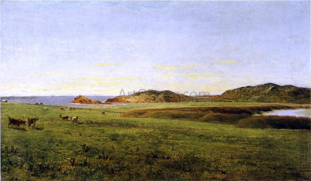 John Frederick Kensett Landscape with Sea: Paradise Rocks, Newport, Rhode Island - Hand Painted Oil Painting