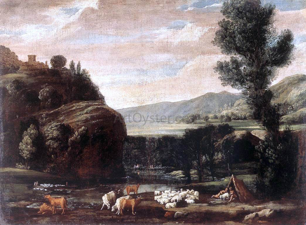  Pietro Paolo Bonzi Landscape with Shepherds and Sheep - Hand Painted Oil Painting