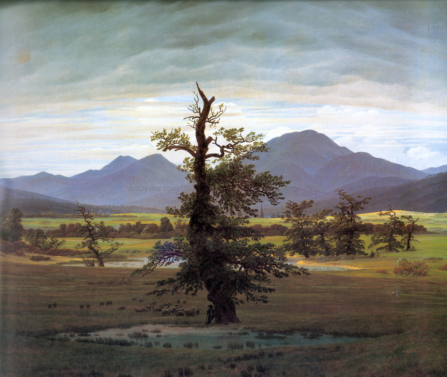 Caspar David Friedrich Landscape with Solitary Tree - Hand Painted Oil Painting