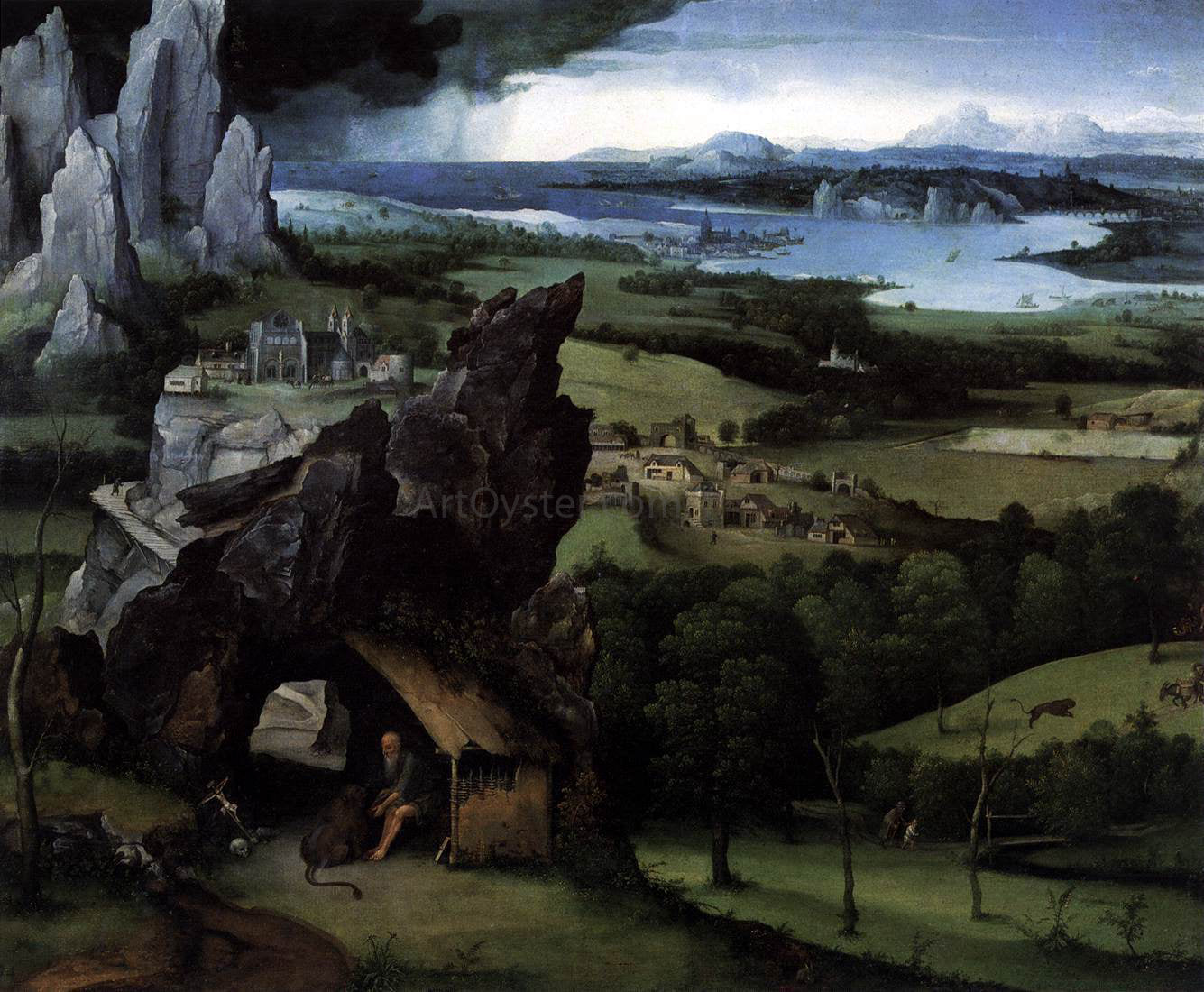 Joachim Patenier Landscape with St Jerome - Hand Painted Oil Painting