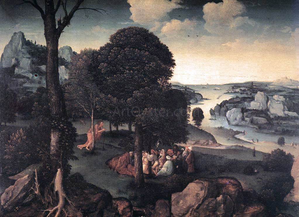 Joachim Patenier Landscape with St John the Baptist Preaching - Hand Painted Oil Painting
