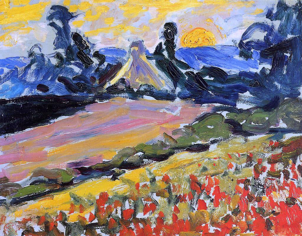 Henri Edmond Cross Landscape with Sunset - Hand Painted Oil Painting