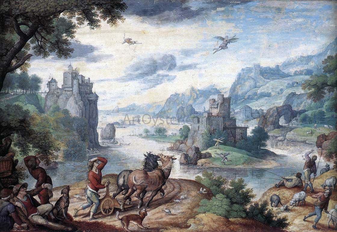 Hans Bol Landscape with the Fall of Icarus - Hand Painted Oil Painting