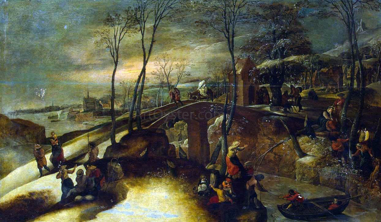 Gillis Mostaert Landscape with the Flight into Egypt - Hand Painted Oil Painting