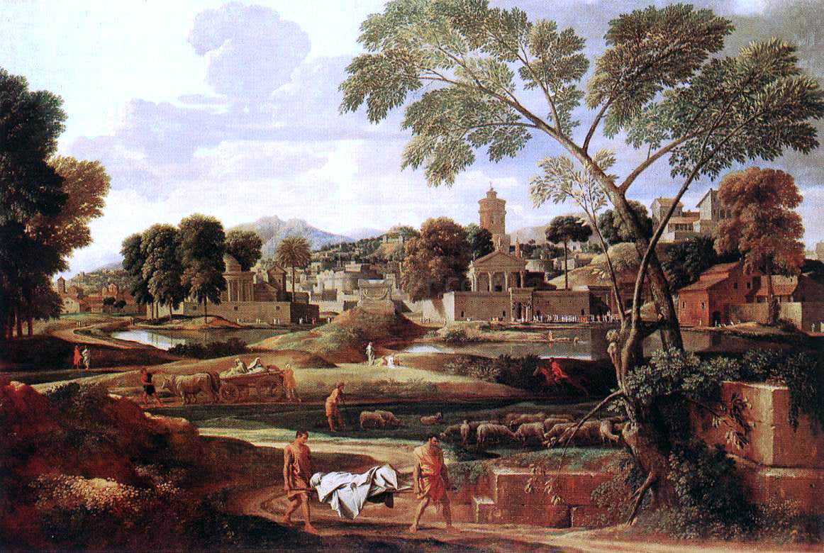 Nicolas Poussin Landscape with the Funeral of Phocion - Hand Painted Oil Painting