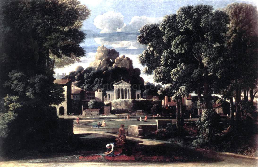 Nicolas Poussin Landscape with the Gathering of the Ashes of Phocion by his Widow - Hand Painted Oil Painting