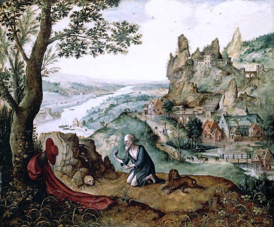 Lucas Gassel Landscape with the Penitent St Jerome - Hand Painted Oil Painting