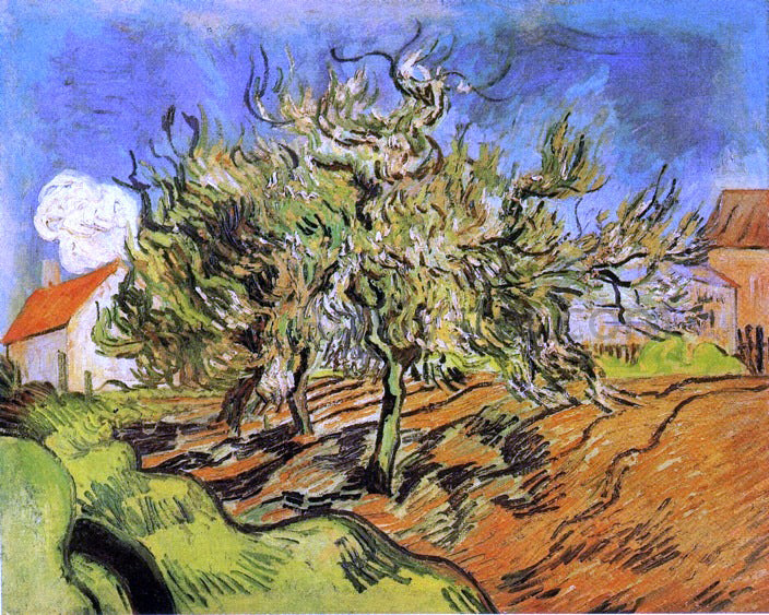 Vincent Van Gogh Landscape with Three Trees and a House - Hand Painted Oil Painting