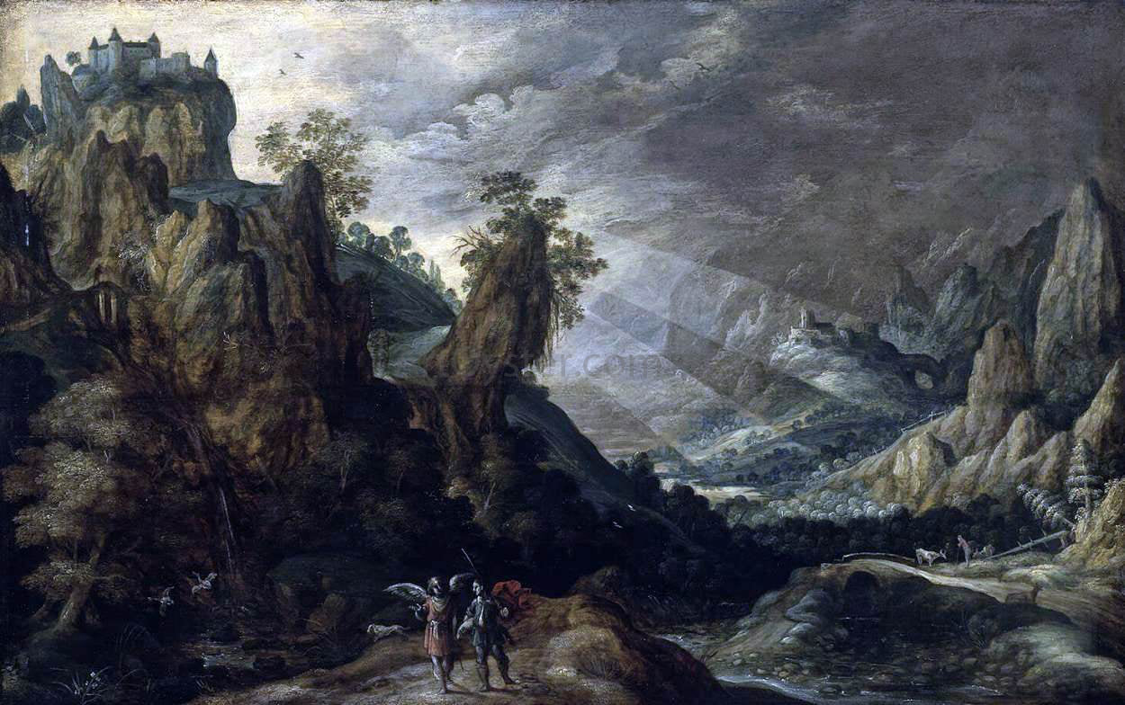 Kerstiaen Keuninck Landscape with Tobias and the Angel - Hand Painted Oil Painting