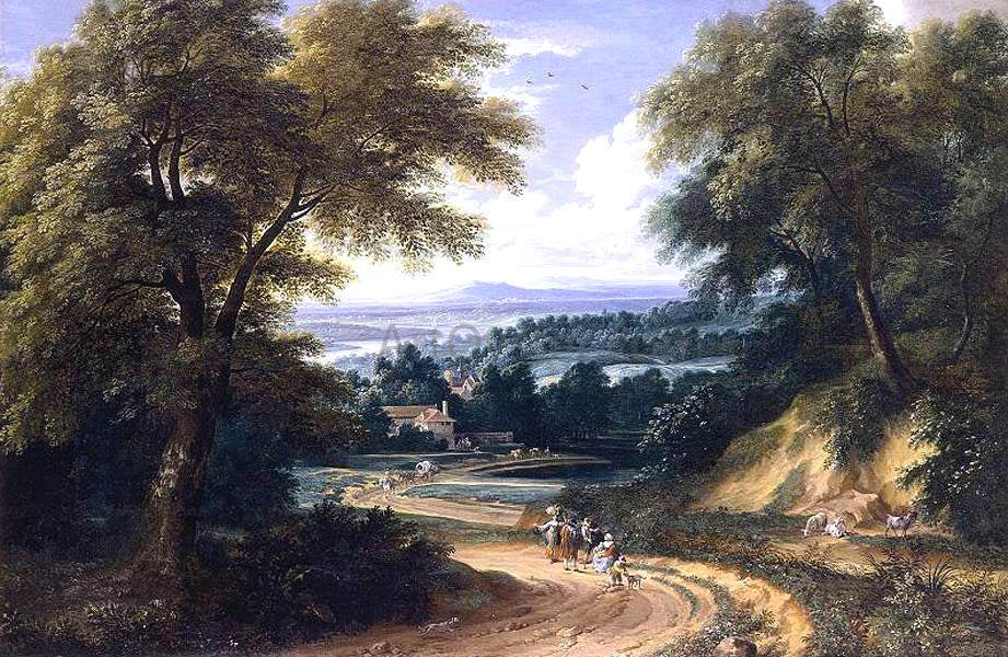 Adriaen Frans Boudewijns Landscape with Travellers - Hand Painted Oil Painting