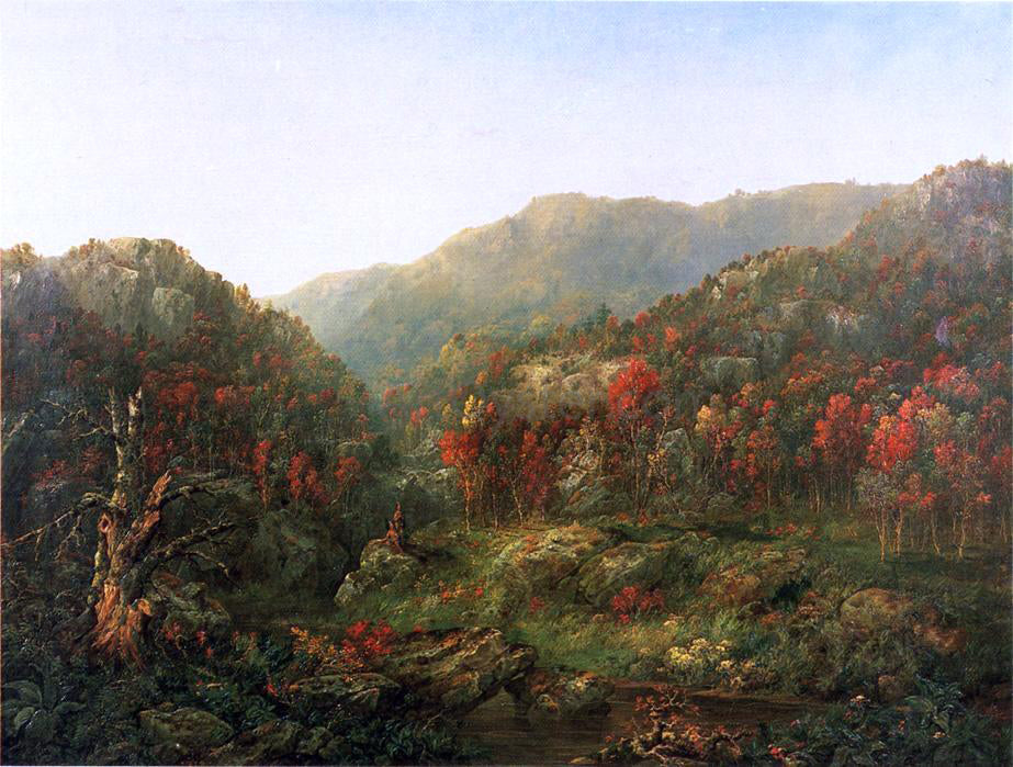 William Mason Brown Landscape with Two Indians - Hand Painted Oil Painting
