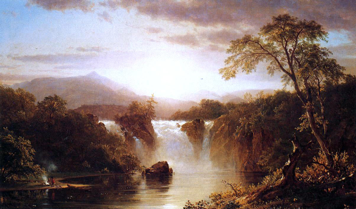 Frederic Edwin Church Landscape with Waterfall - Hand Painted Oil Painting