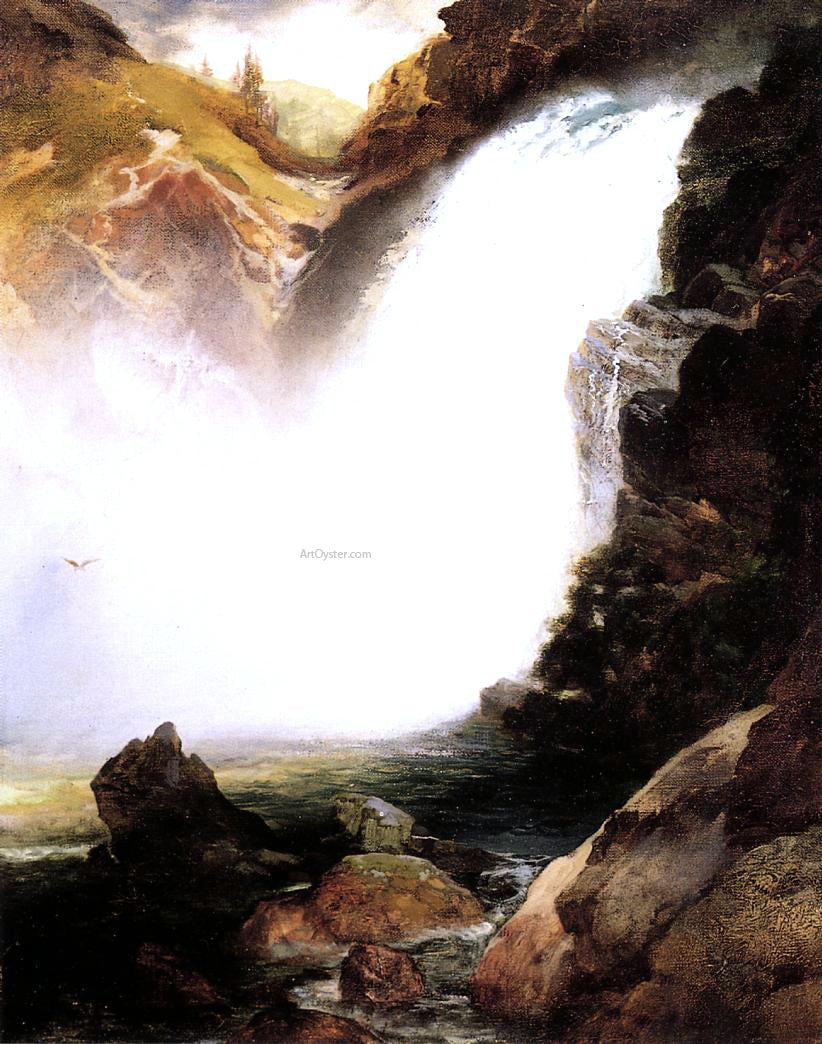 Thomas Moran Landscape with Waterfall - Hand Painted Oil Painting