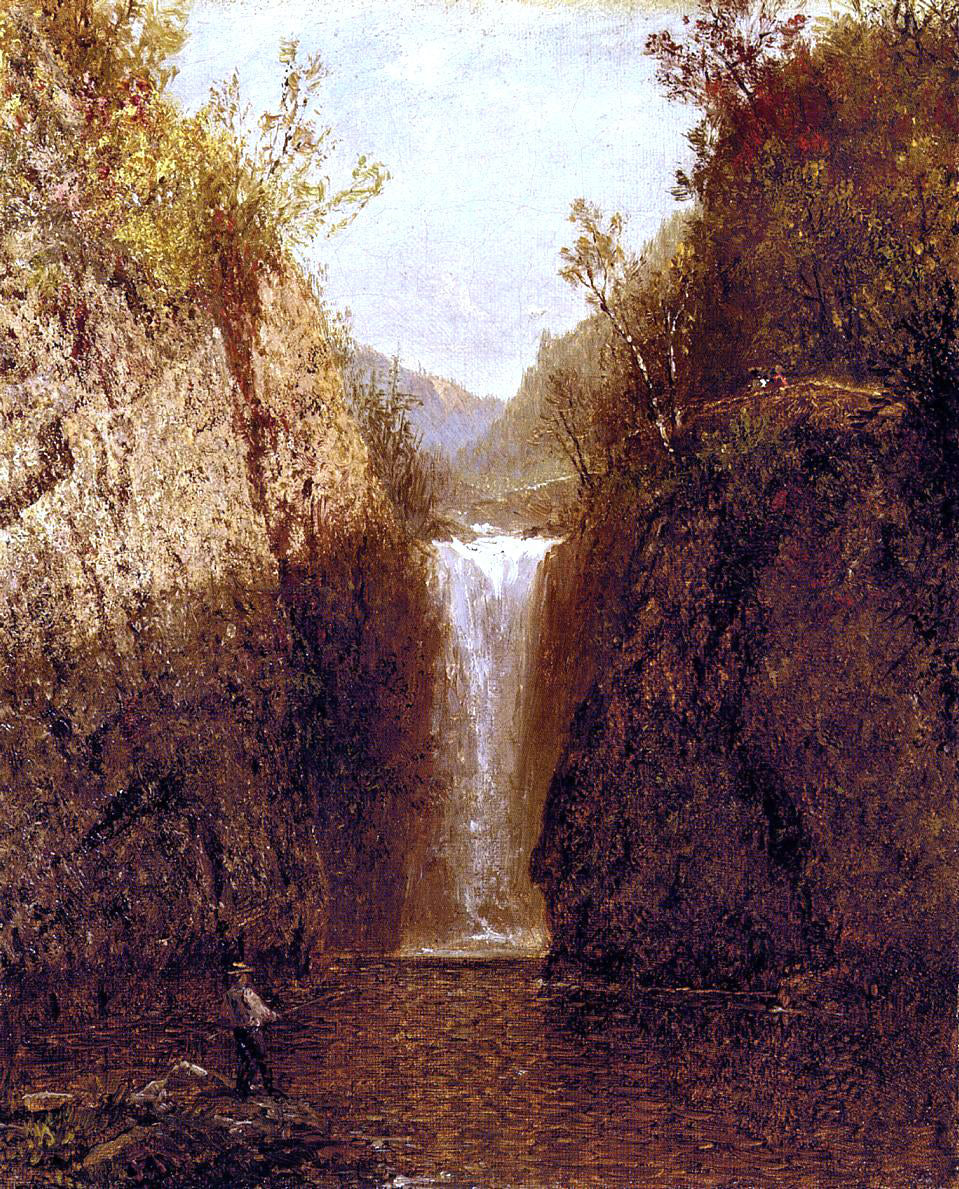 John Frederick Kensett Landscape with Waterfall - Hand Painted Oil Painting