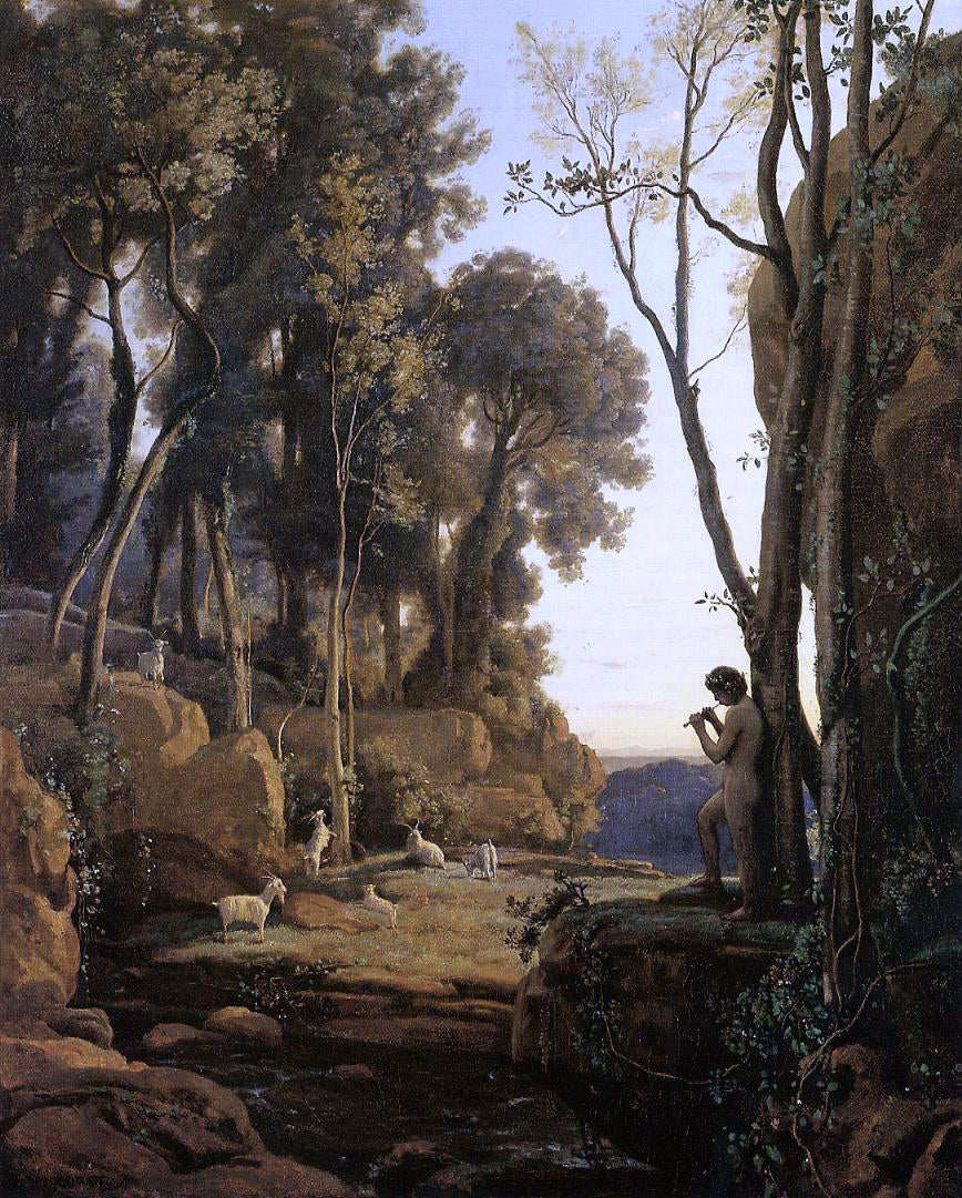 Jean-Baptiste-Camille Corot Landscape,Setting Sun (also known as The Little Shepherd) - Hand Painted Oil Painting