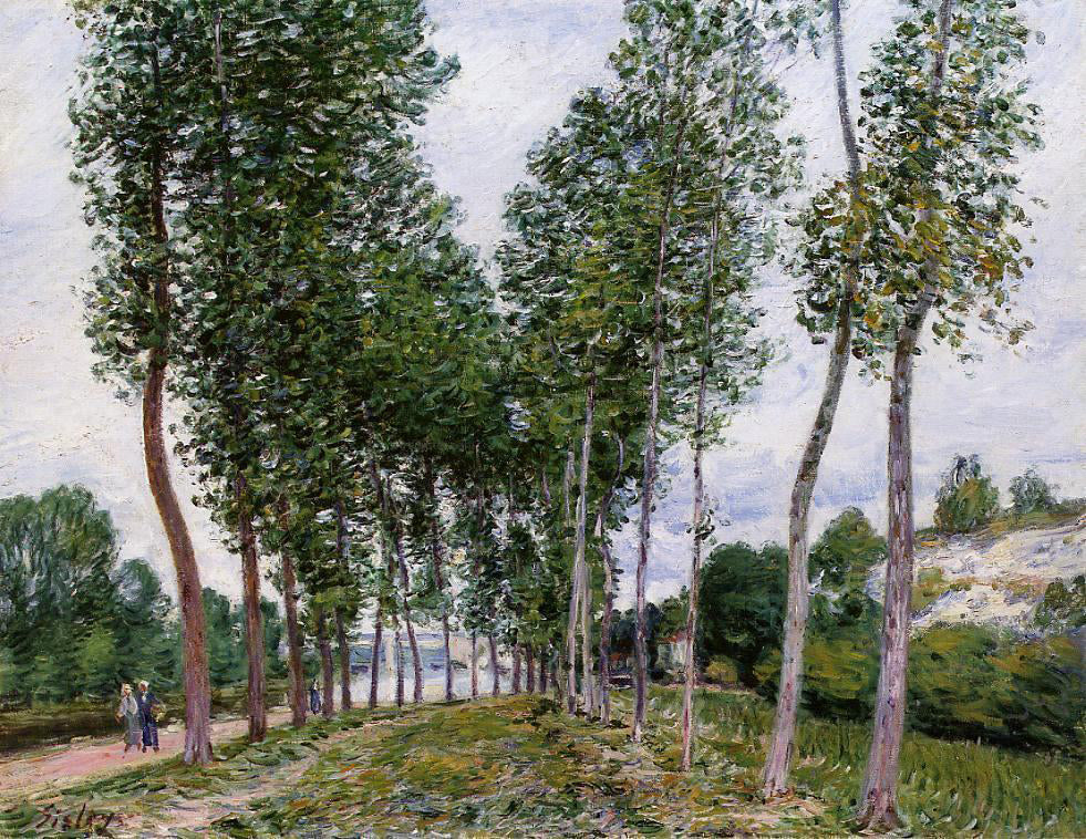 Alfred Sisley Lane of Poplars on the Banks of the Loing - Hand Painted Oil Painting