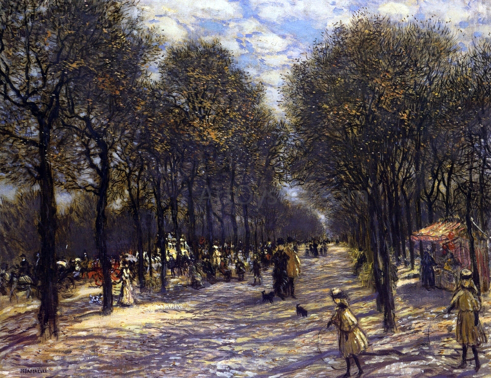 Jean-Francois Raffaelli Lane of Trees on the Champs-Elysees - Hand Painted Oil Painting