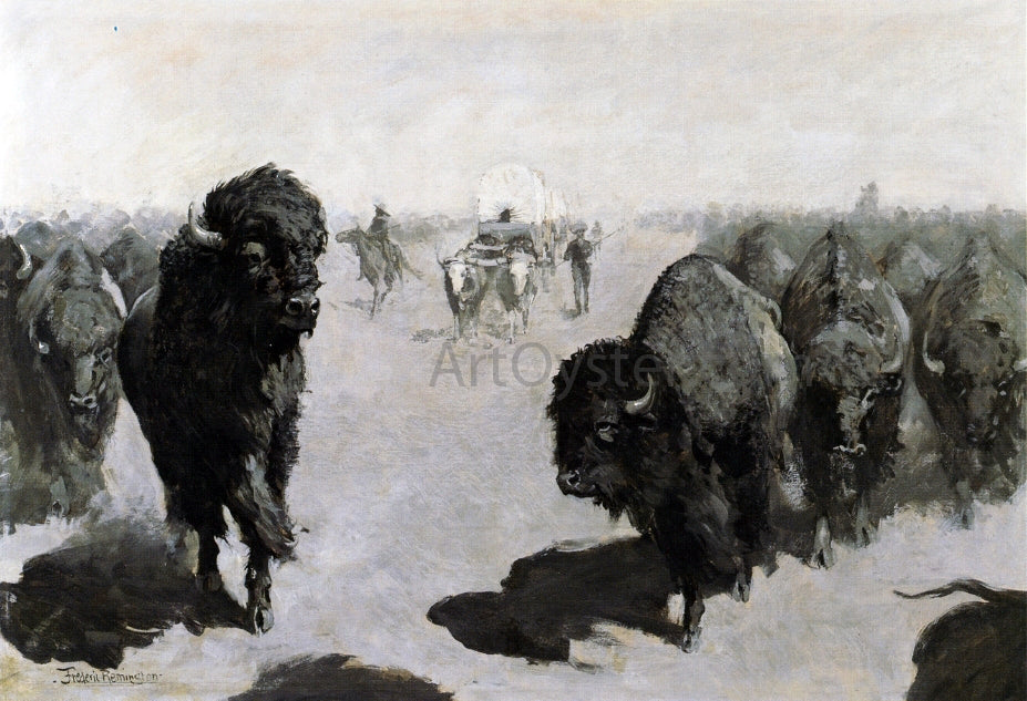 Frederic Remington Lane through the Buffalo Herd - Hand Painted Oil Painting