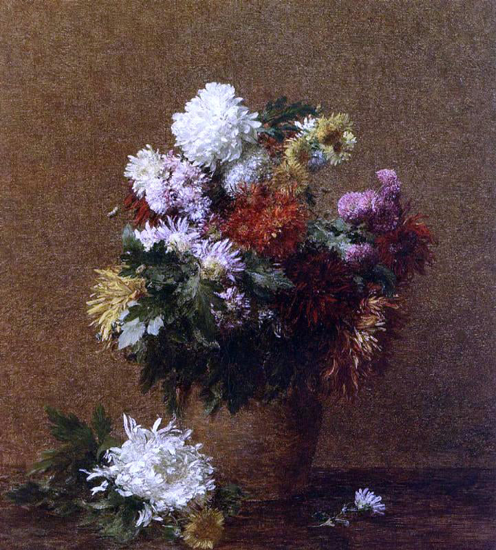  Henri Fantin-Latour Large Bouquet of Chrysanthemums - Hand Painted Oil Painting