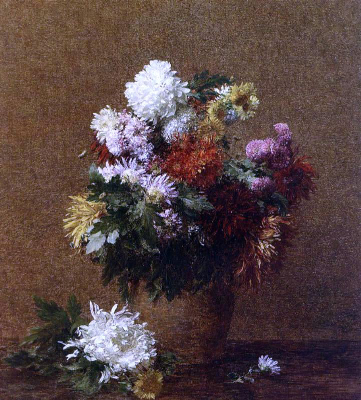 Henri Fantin-Latour Large Bouquet of Chrysanthemums - Hand Painted Oil Painting