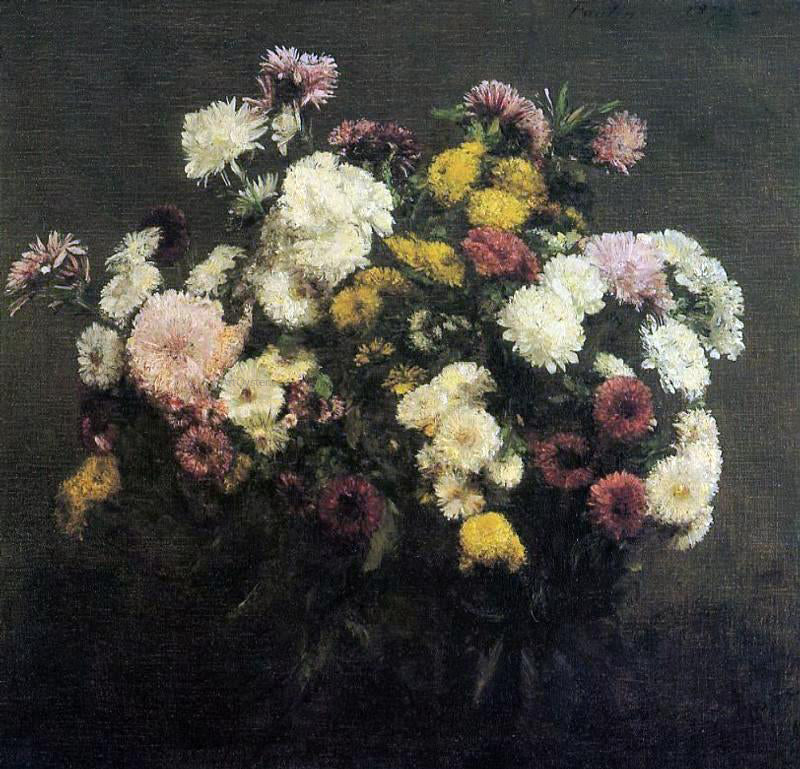  Henri Fantin-Latour Large Bouquet of Crysanthemums - Hand Painted Oil Painting