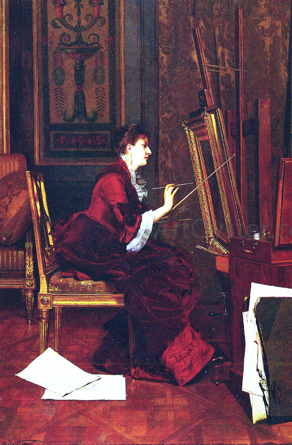Jules Adolphe Goupil L'Artiste Dans L'Atelier - Hand Painted Oil Painting