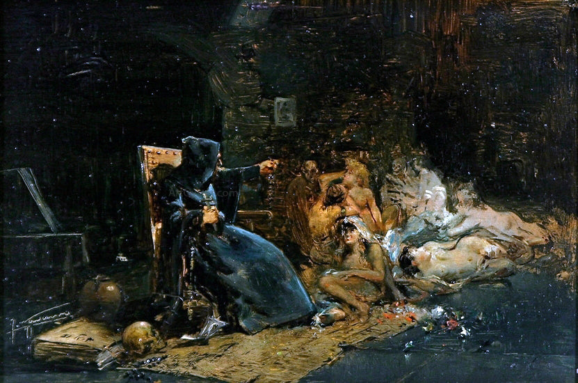 Jose Navarro Llorens Las Tentaciones de San Antonio - Hand Painted Oil Painting