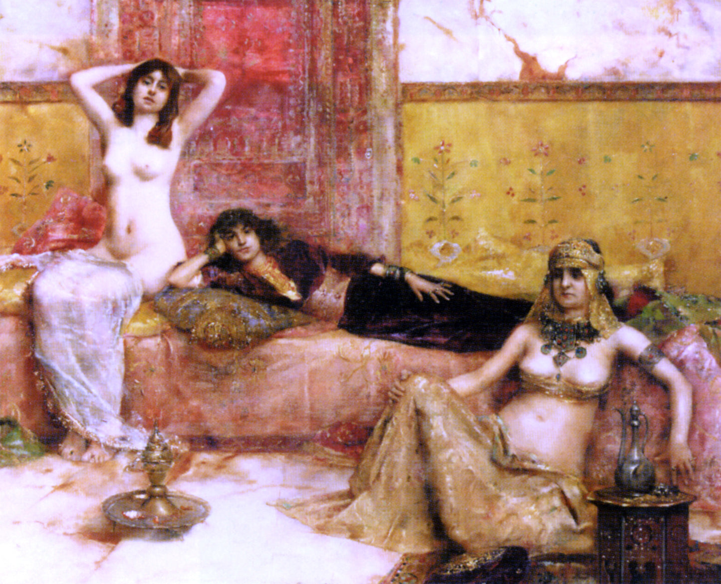 Maurice Bompard L'Attente: Odalisques Dans le Harem - Hand Painted Oil Painting