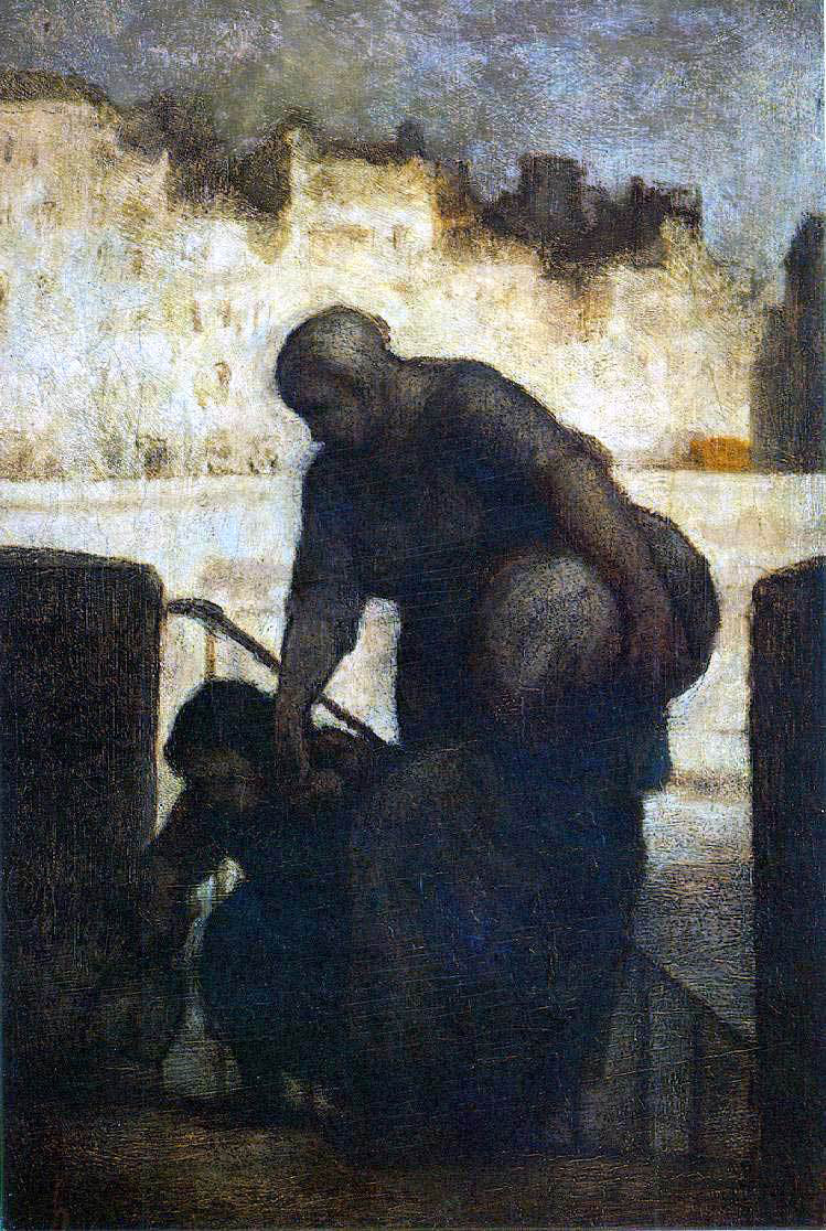 Honore Daumier Laundress on the Quai d'Anjou - Hand Painted Oil Painting
