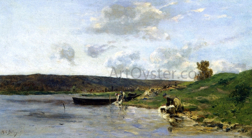 Hippolyte Camille Delpy Laundresses by the Water - Hand Painted Oil Painting