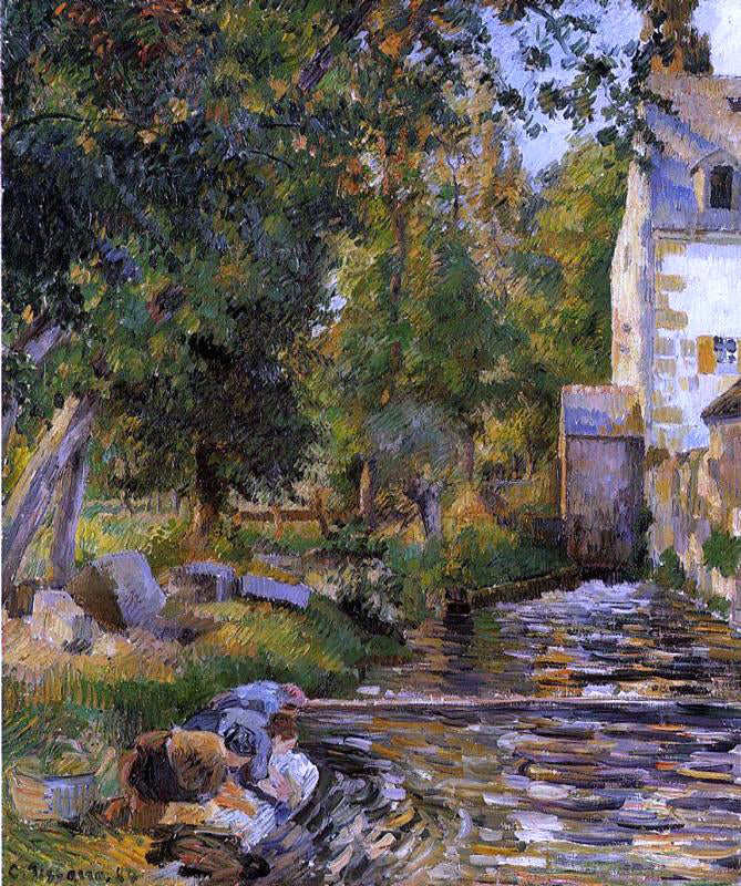 Camille Pissarro Laundry and Mill at Osny - Hand Painted Oil Painting