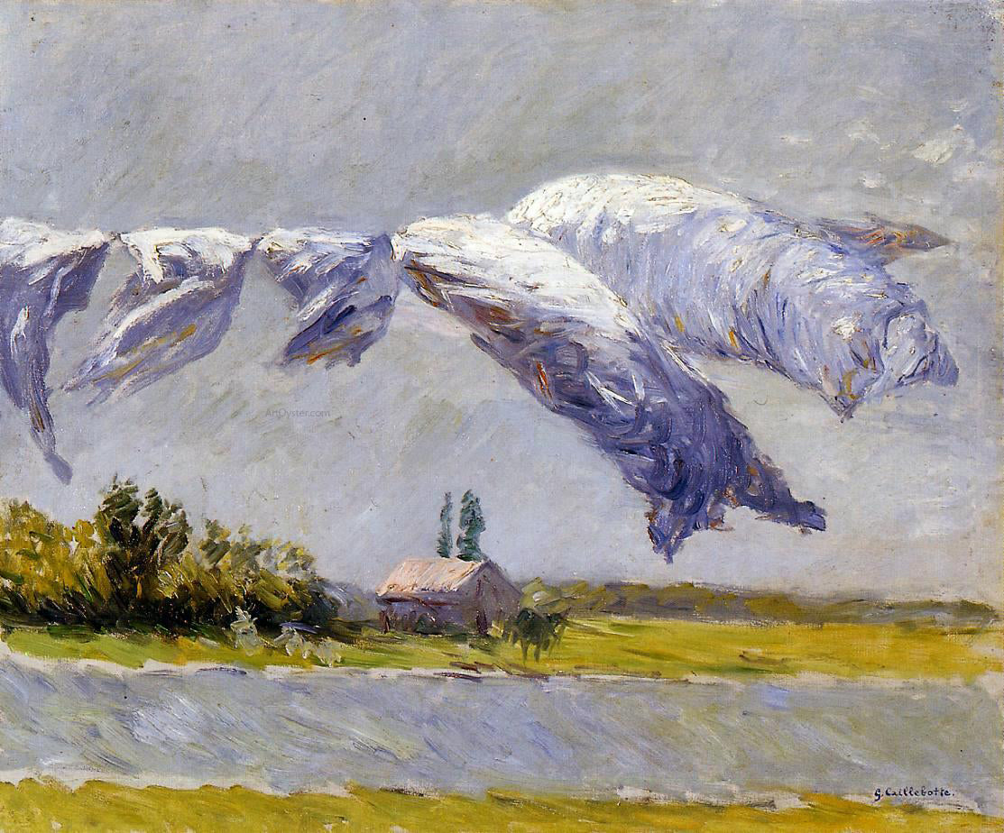 Gustave Caillebotte Laundry Drying, Petit Gennevilliers - Hand Painted Oil Painting