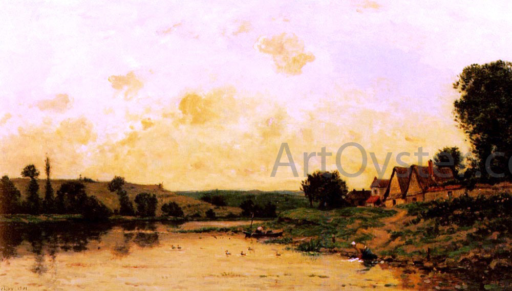 Hippolyte Camille Delpy Lavandiere Au Bord De La Riviere - Hand Painted Oil Painting