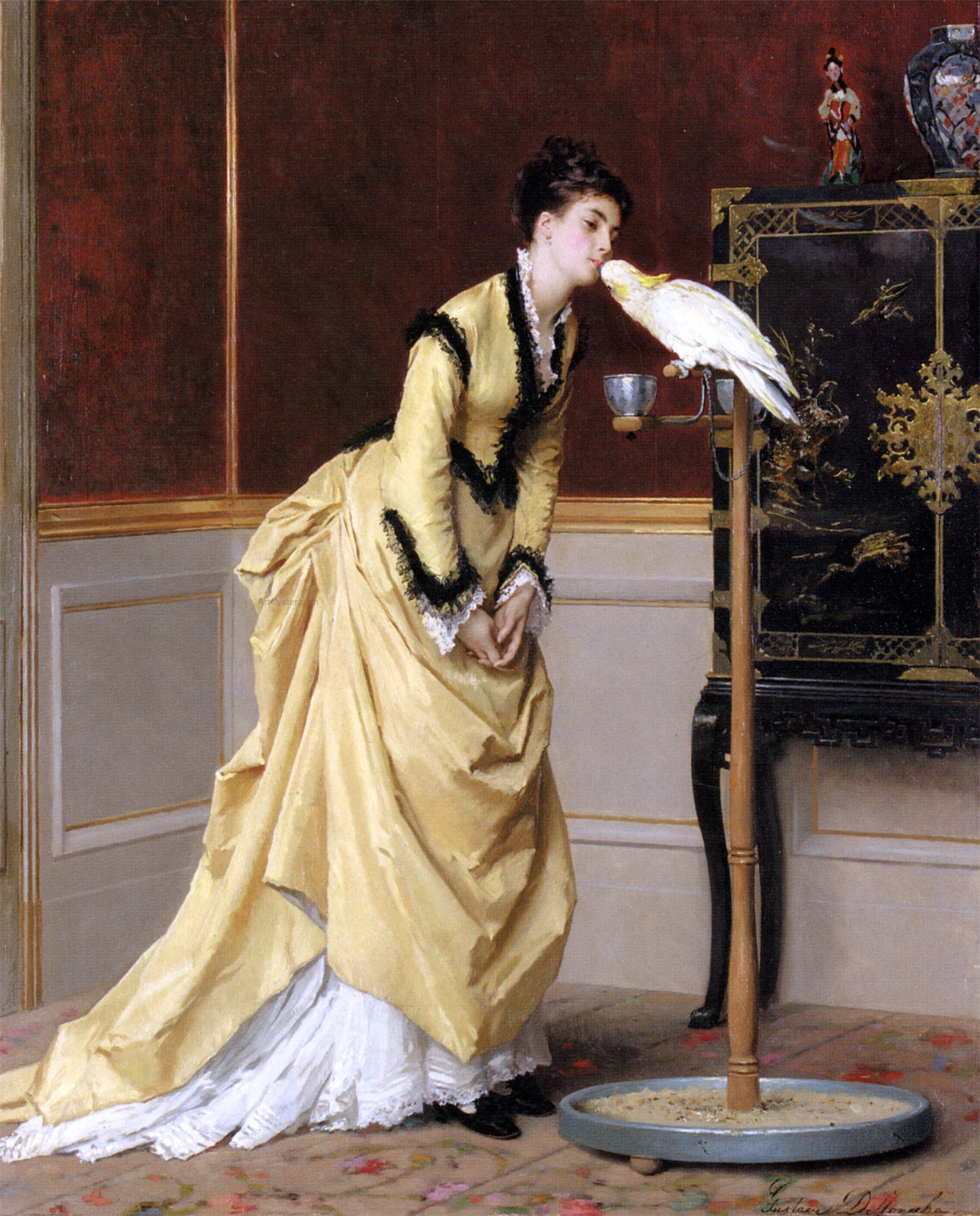 Gustave Leonhard De Jonghe Le Baiser - Hand Painted Oil Painting