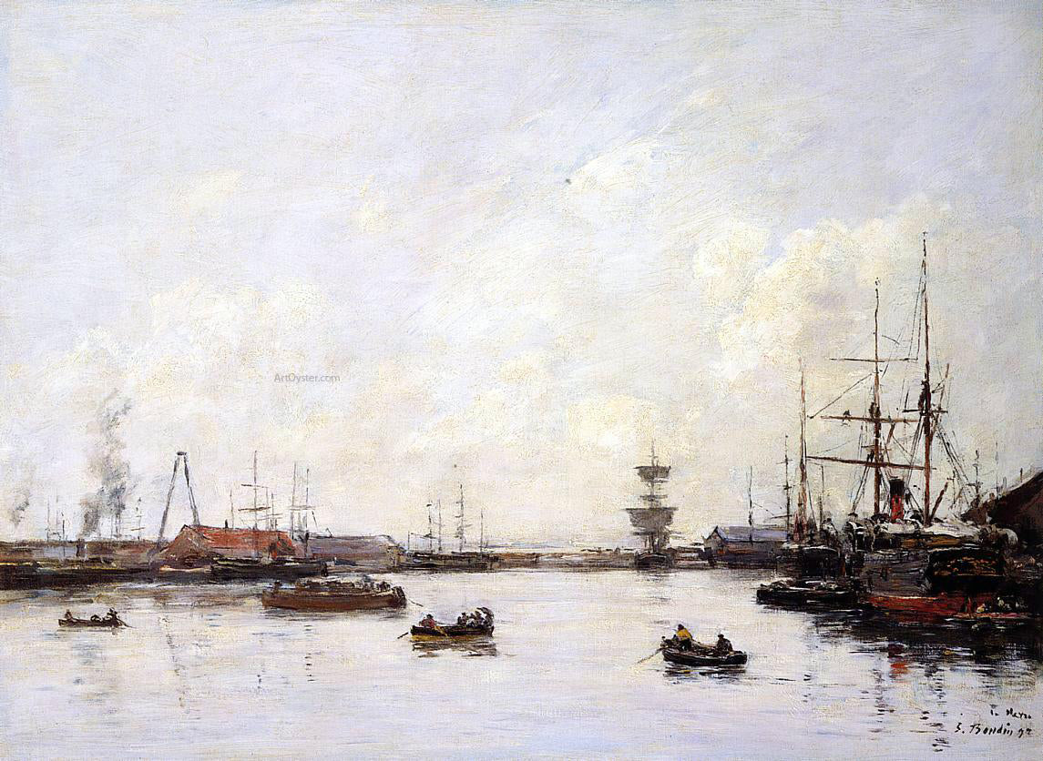 Eugene-Louis Boudin Le Havre, le bassin de l'eure - Hand Painted Oil Painting