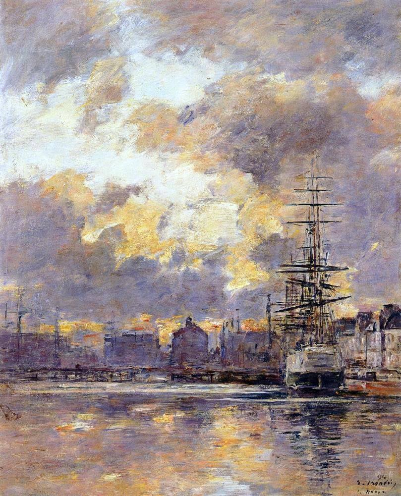 Eugene-Louis Boudin Le Havre, le Bassin du Commerce - Hand Painted Oil Painting