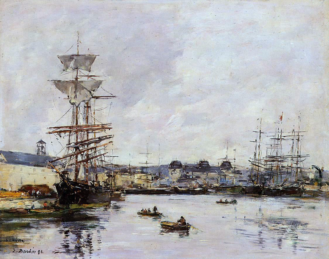 Eugene-Louis Boudin Le Havre, the Casimir Delavigne Basin - Hand Painted Oil Painting