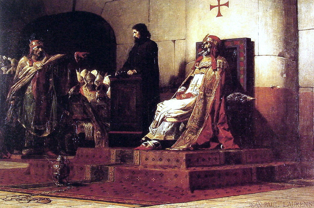 Jean-Paul Laurens Le Pape Formose et Etienne VII - Hand Painted Oil Painting