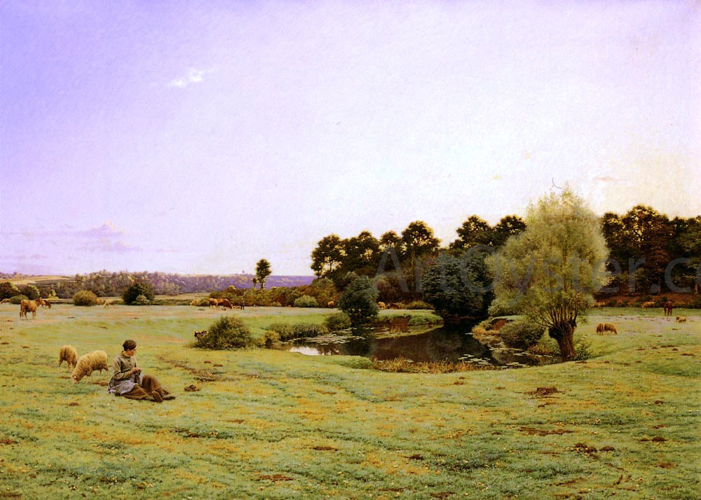 Jean Ferdinand Monchablon Le Paturage - Hand Painted Oil Painting