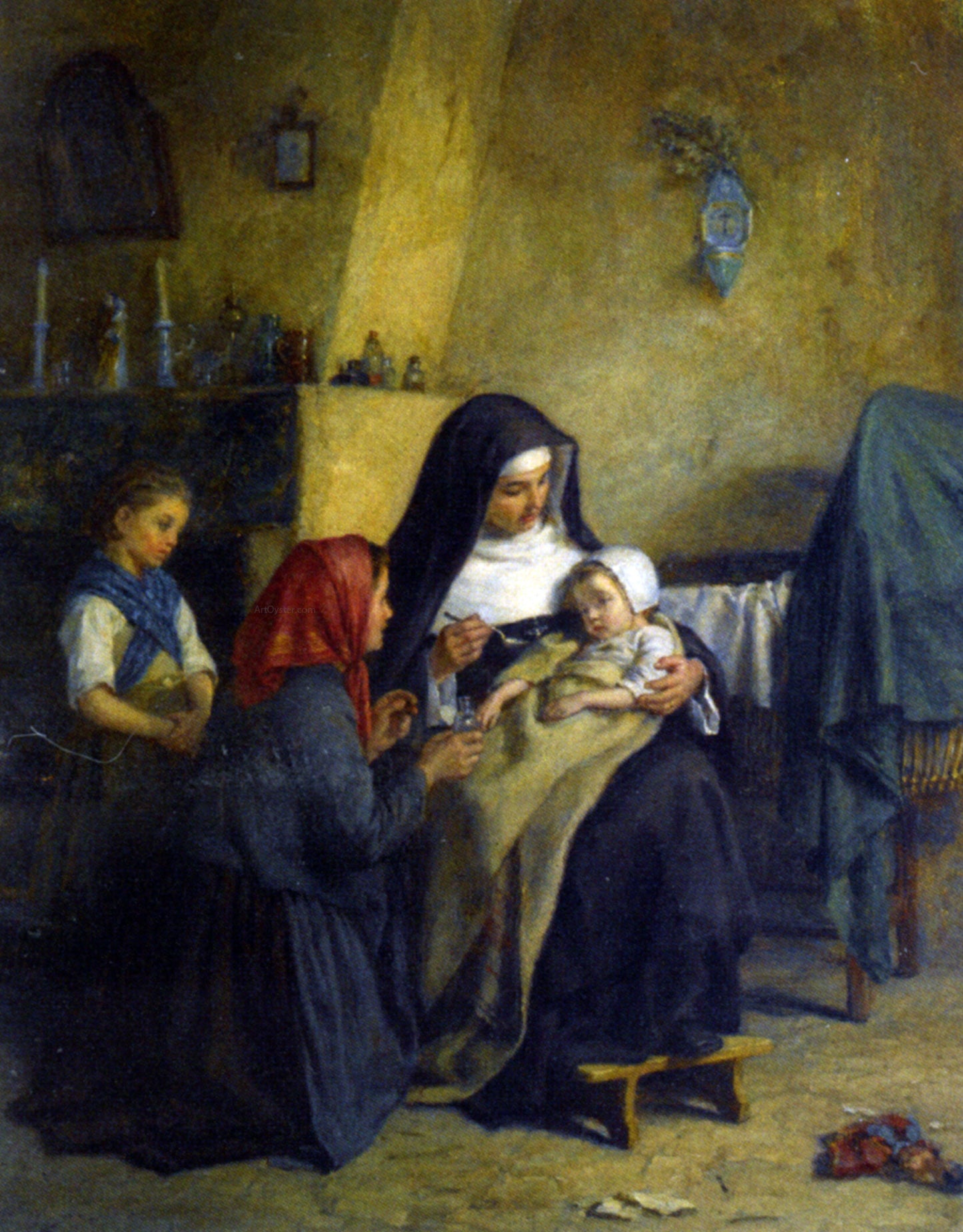 Edouard Frere Le Repas du Soir - Hand Painted Oil Painting