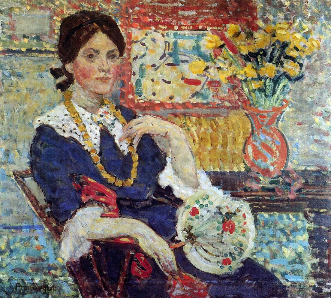Maurice Prendergast Le Rouge - Portrait of Miss Edith King - Hand Painted Oil Painting