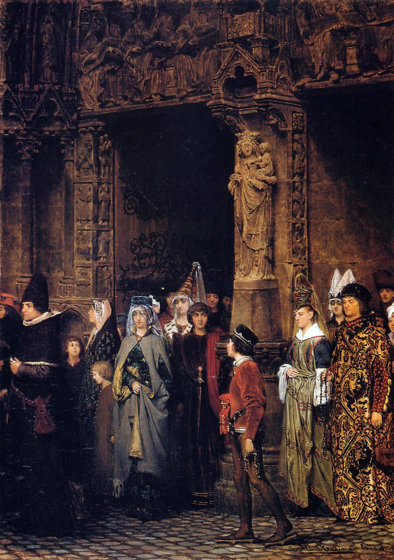 Sir Lawrence Alma-Tadema Leaving the Church in the Fifteenth Century - Hand Painted Oil Painting