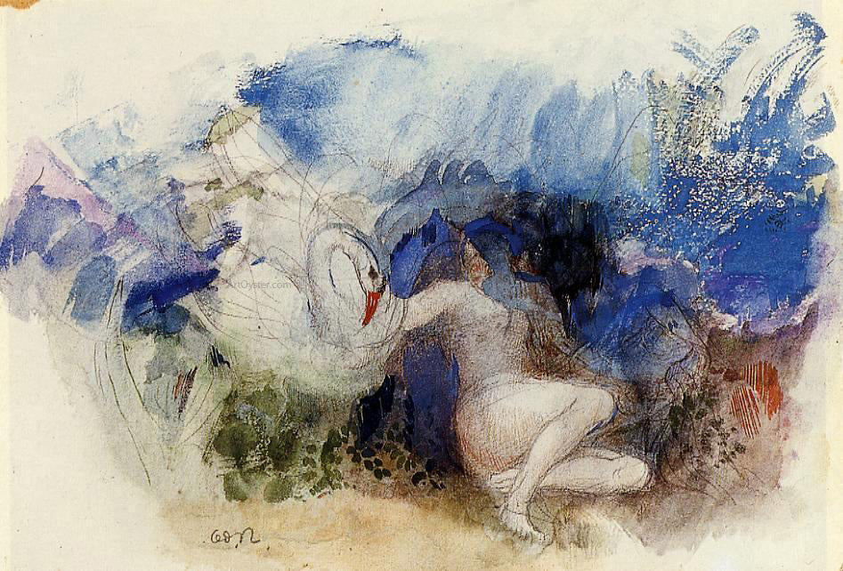 Odilon Redon Leda and the Swan - Hand Painted Oil Painting