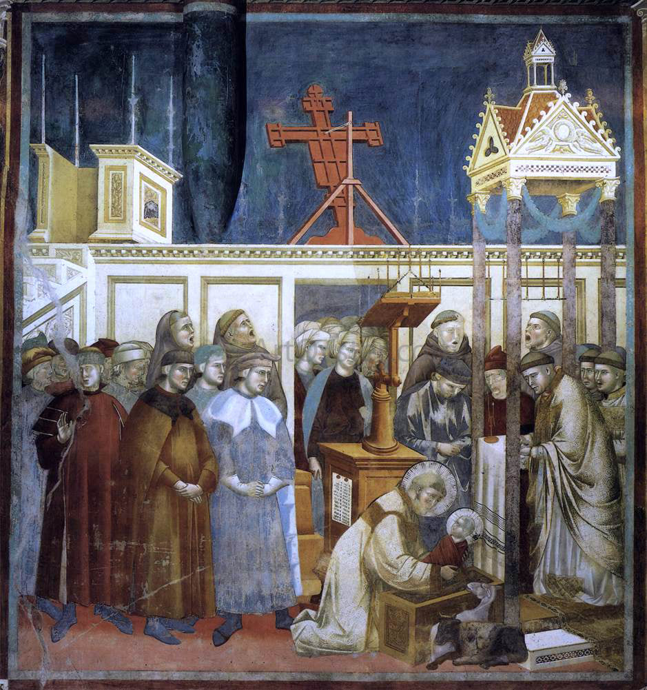 Giotto Di Bondone Legend of St Francis: 13. Institution of the Crib at Greccio (Upper Church, San Francesco, Assisi) - Hand Painted Oil Painting