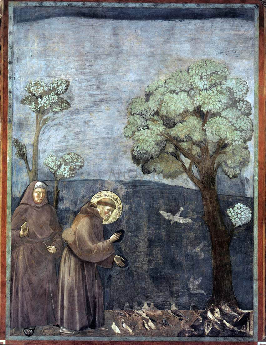 Giotto Di Bondone Legend of St Francis: 15. Sermon to the Birds (Upper Church, San Francesco, Assisi) - Hand Painted Oil Painting