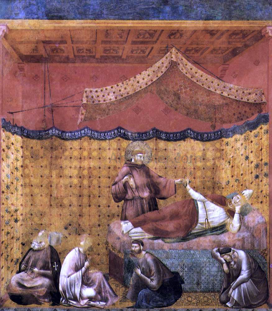 Giotto Di Bondone Legend of St Francis: 25. Dream of St Gregory (Upper Church, San Francesco, Assisi) - Hand Painted Oil Painting