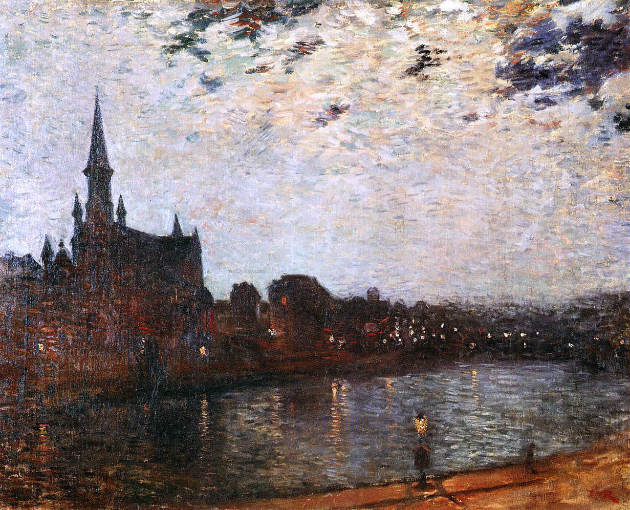 Theo Van Rysselberghe L'Eglise Sainte-Croix at Ixelles at Night - Hand Painted Oil Painting