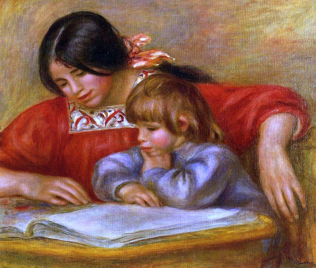 Pierre Auguste Renoir Leontine and Coco - Hand Painted Oil Painting